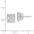 thumbnail image 3 of FB Jewels Sterling Silver 9mm Square Snap Set CZ Stud Earrings, 3 of 3