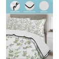 thumbnail image 3 of Quilt King Size Bedding Set, Green Leaves Reversible Summer Quilt 3 Pieces, Summer Botanical Elegant Farmhouse Lightweight Bedspreads Coverlets with 2 Pillow Shams for All Seasons, 3 of 5