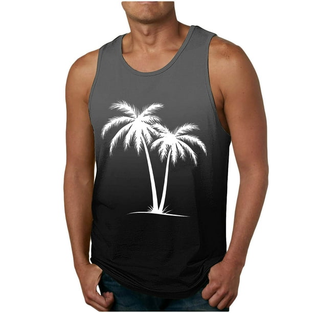 Camiseta sin mangas de cuello redondo para hombre, moda informal de verano, chaleco holgado, estampado deportivo, camiseta sin mangas de cuello redondo, blusa de poliéster para hombre