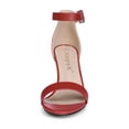 thumbnail image 2 of BLISSFUL STEP Women's Shoes Flower Print Open Toe Block High Heels Summer Sandals Red 6.5, 2 of 8