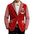 thumbnail image 3 of IWRICH Men's Mardi Gras Corduroy Printed Blazer Carnival Casual Holiday Suit Jacket Rave Party Holiday Coat with Pocket 07-Red 2XL, 3 of 5