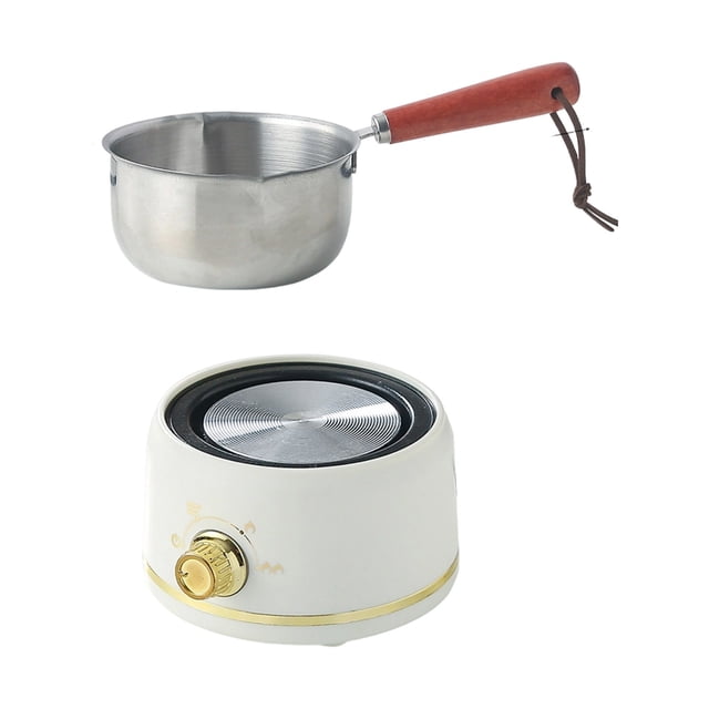 Chocolate Melting Pot Set Stainless Steel 500 ml Mini Heating Furnace With Wooden Handle For Home Candy Making Milk Warming