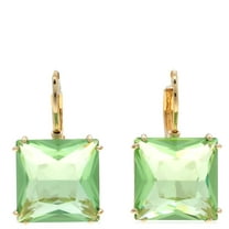 Swarovski Millenia Green Gold-Tone Plated Square Cut Drop Earrings