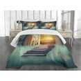 thumbnail image 3 of Ambesonne Fantasy Quilted Bedspread Set 3 Pcs, Magic Book and Animals, Queen Size, Teal and Yellow, 3 of 5