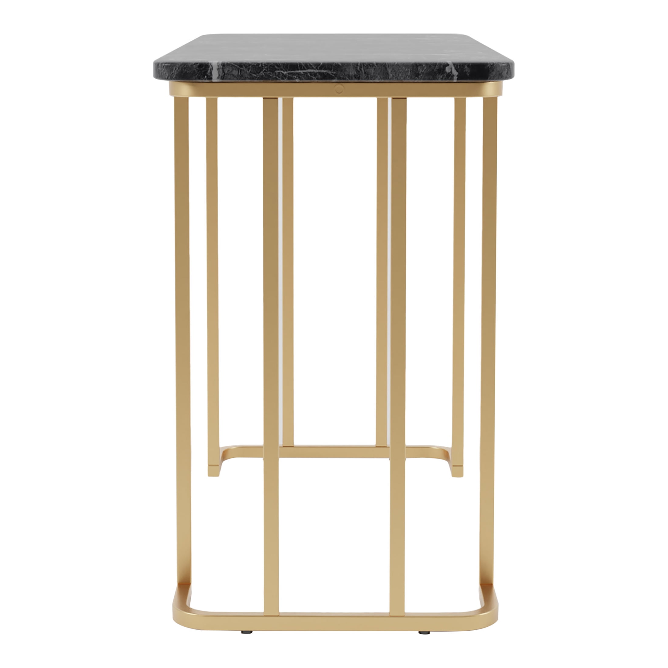 Furniture of America Musel Faux Marble Top Console Table, Black