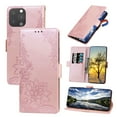 thumbnail image 1 of Nalacover Wallet For iPhone 13 Pro 6.1 inch Case,Stylish Full Protection Embossed Lotus Pattern PU Leather Flip Kickstand Card Slots Shockproof Magnetic Cover with Wrist Strap.Rosegold, 1 of 9