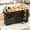 Black 69", variant on 63" Drop-Leaf Kitchen Island Cart with Sliding Top & Trash Can Storage, Rolling Island Table with Power Outlet, 100lbs Load Capacity