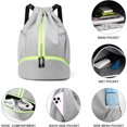 thumbnail image 4 of Mochila con cordón, mochila deportiva para gimnasio con bolsillos de malla, compartimento para zapatos, bolsa de hilo resistente al agua, gris, 4 of 6