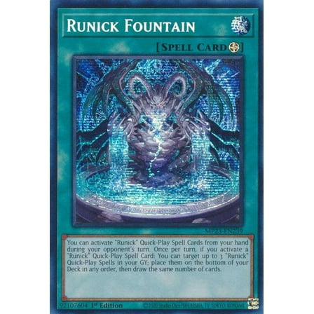 YuGiOh 25th Anniversary Tin: Dueling Heroes Prismatic Secret Rare Runick Fountain MP23-EN239