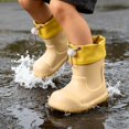 thumbnail image 6 of Otqutp Toddler Boys Girls Rain Boots Kids Color Block Waterproof Rubber Mid Calf Booties Adjustable Drawstring Cuff Non Slip Rain Shoes, 6 of 6