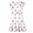 thumbnail image 6 of THDHVS Kids Dress,Short Sleeve Dress with Double Ruffle Sleeves for Girls Summer Casual Wear and Special Day Party,Dresses for Girls Pink, 6 of 9
