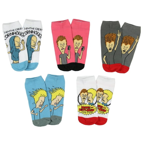 MTV Beavis and Butthead Adult The Great Cornholio Mix & Match Ankle Low Cut Socks for Men & Women 5 Pair Pack