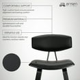 thumbnail image 5 of Fox 28.5" Bar Height Black Faux Leather and Black Wood Mid-Century Modern Bar Stool - Set of 2, 5 of 6