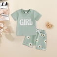 thumbnail image 2 of Kaprioy Girls Summer Outfits Mama’s Girl Print Baby Girl Outfit Short Sleeve T-shirts Daisy Elastic Waist Shorts Set Summer Clothes, 2 of 6