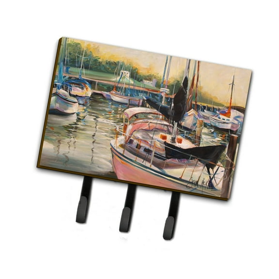 Carolines Treasures JMK1032TH68 Black Sails Sailboat Leash or Key Holder Triple multicolor