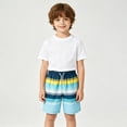thumbnail image 2 of Rggeeun Toddler Boys Swimsuit Set Colorful Striped Pattern Elastic Waist with Adjustable Tie Wide Leg Swim Trunks for Summer Splash Fun Comfort Beachwear,Blue,11-12 Years, 2 of 4