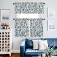 thumbnail image 2 of Vintage Blue Flower Kitchen Curtains Sets for Windows 24 Inch Length, Farmhouse Botanical Floral Retro Rod Pocket Window Treatments Tier Curtains and Valances Set for Bedroom/Bathroom, 2 of 8