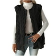 thumbnail image 3 of Women's Reversible Vests Crew Neck Sleeveless Cardigan Fleece Vest Women Winter Plus Velvet Warm Coat Outerwear with Pockets, 3 of 9