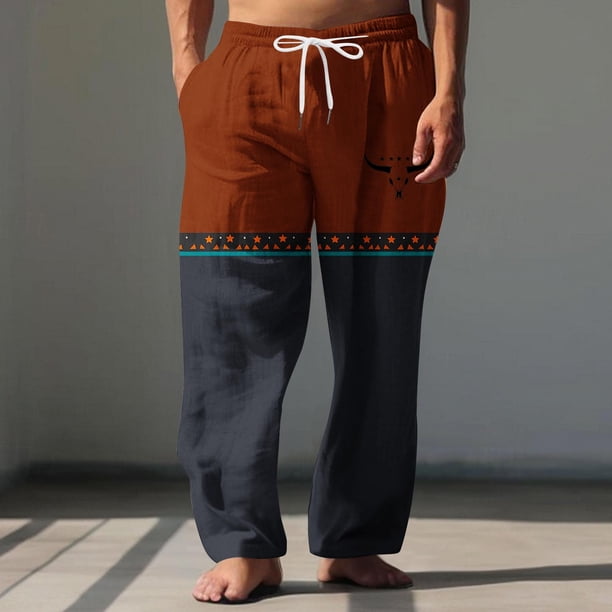 Pantalones largos para hombre, cintura elástica, transpirables, cómodos, suaves, informales, de playa, de poliéster.