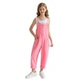 thumbnail image 5 of SILVERCELL 5-14T Girls Casual Sleeveless Jumpsuits Teens Girl Spaghetti Strap Loose Romper Long Pants Overalls with Pockets, 5 of 7