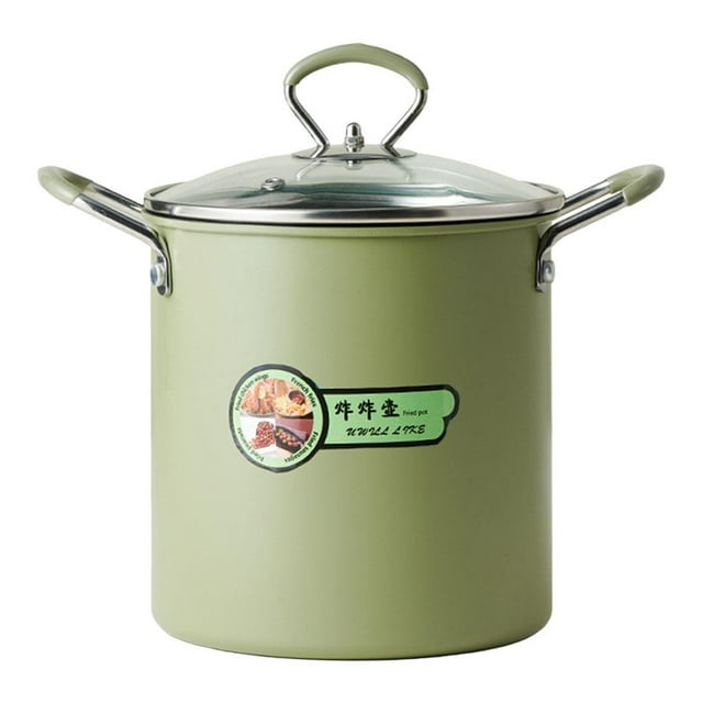 veasfak Japanese Deep Frying Pot Nonstick Coating Multifunctional 3.5L with Handle & Lid green