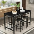 thumbnail image 2 of Paproos Bar Table Set of 5, 5 Piece Counter Height Dining Table and Chairs Set for Kitchen Breakfast Nook, Dining Room Pub Bistro Table and Round Bar Stools Set, Kitchen Table Sets with Chairs, Black, 2 of 6