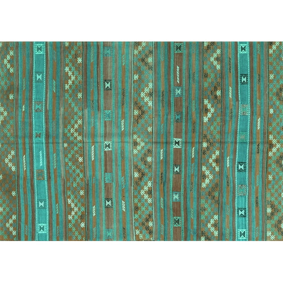 Ahgly Company Indoor Rectangle Oriental Turquoise Blue Traditional Area Rugs, 6' x 9'