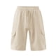 thumbnail image 4 of pstuiky Hombres bajos, Pantalones cortos informales de verano para hombre, de color liso, con múltiples bolsillos y cordón para playa. Pantalones cortos para correr para hombre, 4 of 5