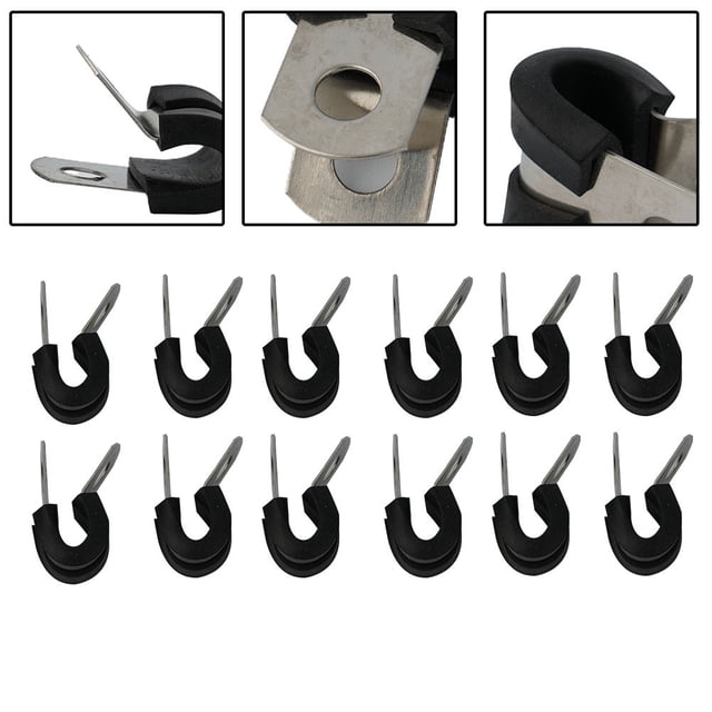 Clips de Tuyau de Frein 5/16 Pouces (5mm) Clips en Métal P Clips Doublés en Caoutchouc