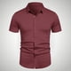thumbnail image 2 of Los Hombres de Manga Corta Botón Arriba Camisa de Negocios Casual Color Sólido Botón Solapa Camisa de Moda, Poliéster con Corbata, Lavado de Manos, 2 of 7