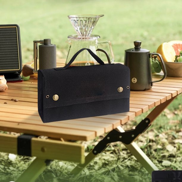 Bolsa de Especias Soporte Portátil Cuerda Fijación Lona Negro