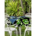 thumbnail image 2 of Outdoor Tablecloth with Umbrella Hole and Zipper, St. Patrick's Day Round Table Cloth 54 Inch Waterproof Tablecloth, Watercolor Green Shamrock Polka Dots Black Picnic Table Cover for Patio Camping, 2 of 7