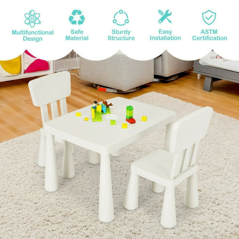 3 Pieces Multifunction Activity Kids Play Table and Chair Set