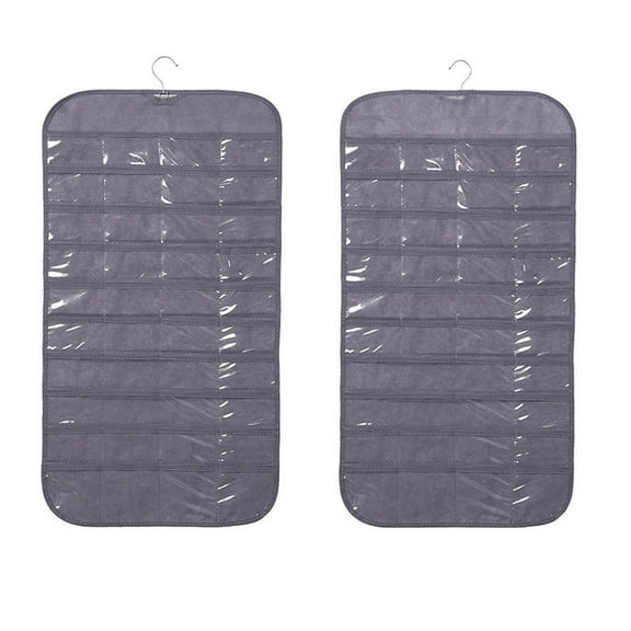 Gnmfd Jewelry Hanging Organizer with 80 Pockets, Non-Woven Closet Door Hanging Storage, Transparent Window for Easy Viewing, Jewelry Organizers and Storage, Bedroom Bathroom Storage