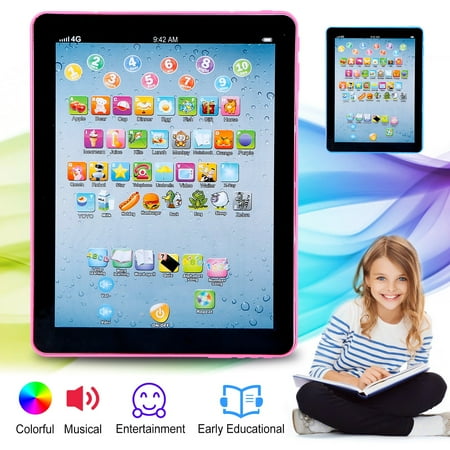 Moclever Baby Tablet Toddler Learning Toys Early Educational Touch Learn Toddler Tablet for Nursery Songs ABC Numbers Words for 1-6 Year Old Kids, Pink