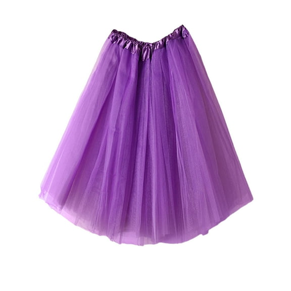 Pleated Tennis Skirt Kids Long Tutus Skirts, Midi Tulles Party Skirt for Teen Girls, Princess Ballets Dance Skirts Little Girls Sparkly Sequin Party Skirt Purple One Size