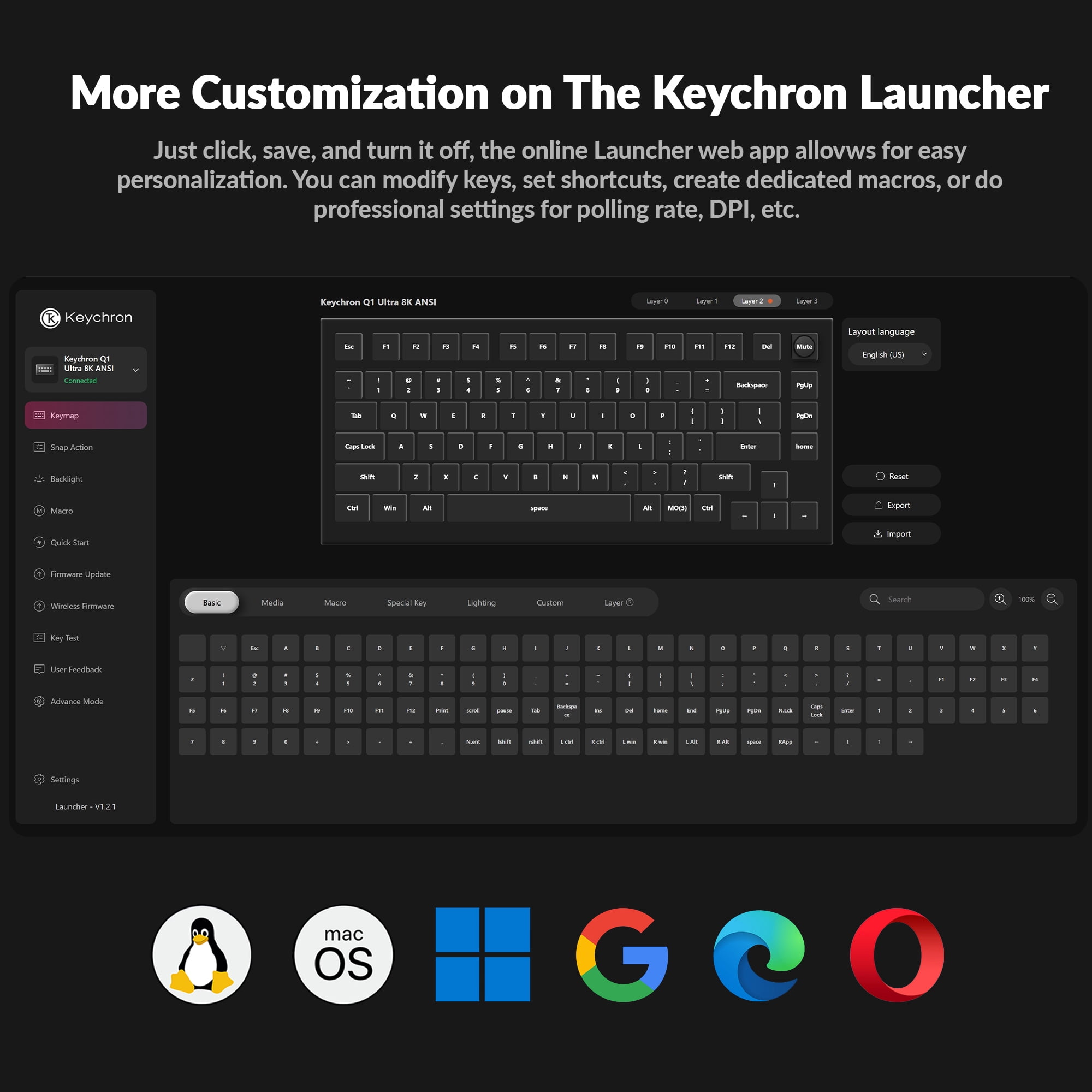 Keychron Q1 Ultra 8K 75% Wireless Mechanical Keyboard, Aluminum Hot-Swappable RGB Backlight, Banana Switch, 82 Keys, 2.4GHz/Bluetooth/Wired, KSA PBT Keycaps, for Mac Windows Linux – White