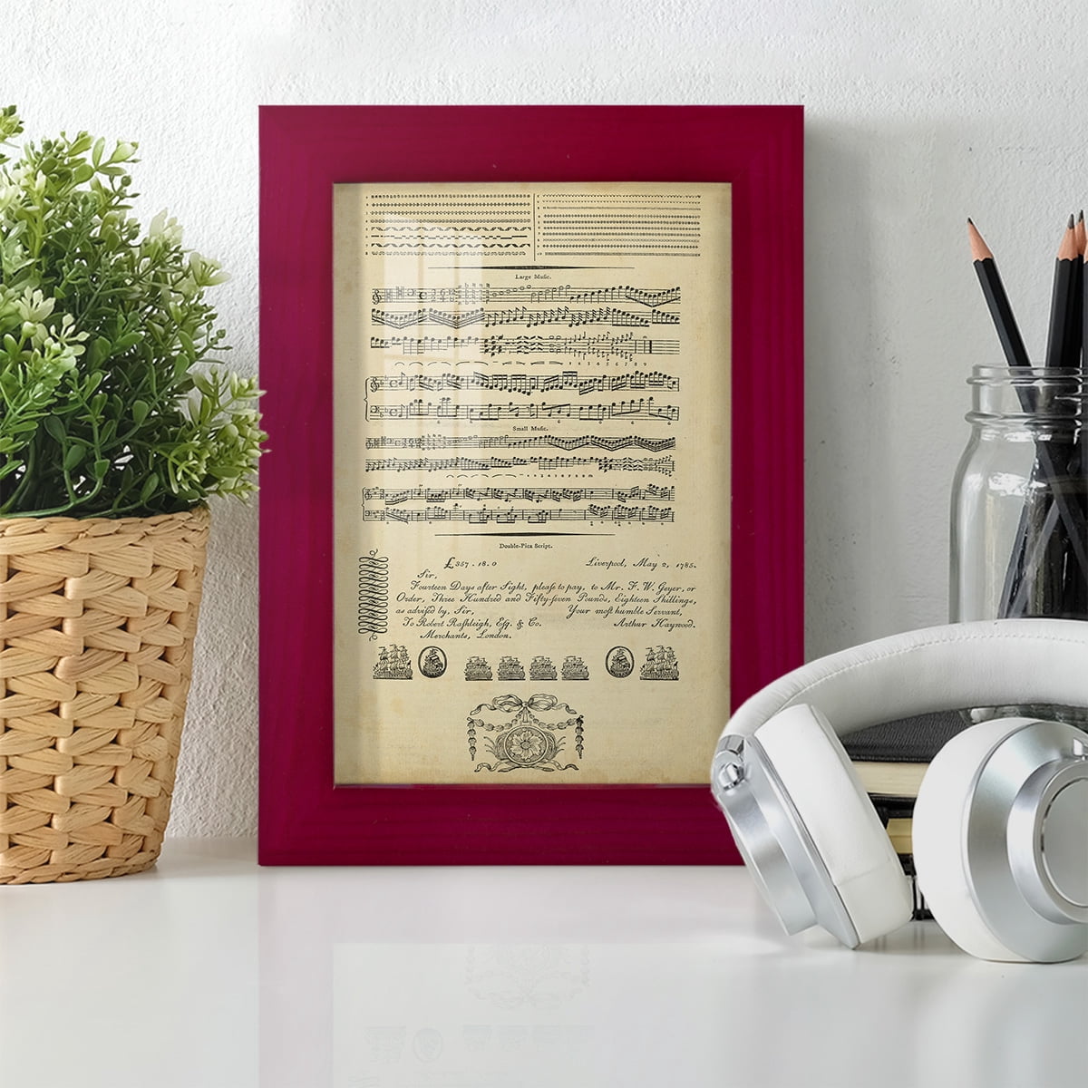Deckled Encyclopediae V (AS) -Framed Print w/glass-Cherry Red