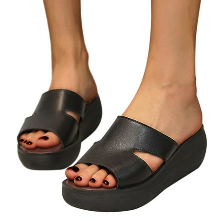 

HIBRO Sandals For Women Ladies Wedges High Heel Fish Mouth Casual Bohemian Beach Shoes