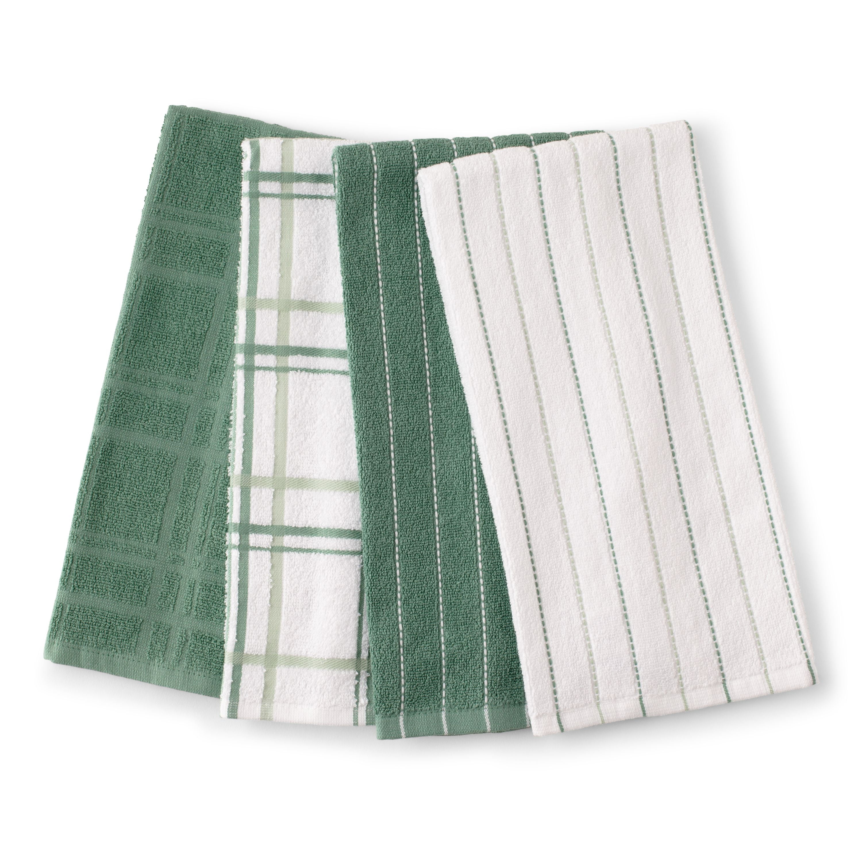 Set of 3 Green Cotton Tea Towels - Foreside Home & Garden