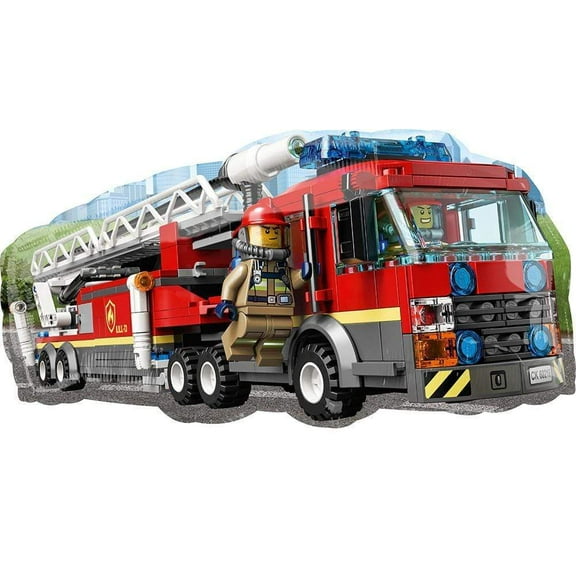 City Firetruck Building Blocks 29″ Foil Mylar Birthday Party Balloon