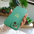 thumbnail image 2 of Compatible for iPhone 14 Plus Case Luxury Gold Heart Pattern, Side Cute Plated Heart Pattern Case for Women Girls Soft TPU Shockproof Camera Protective Back Cover Case - Green, 2 of 10