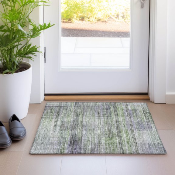 Addison Rugs Chantille Indoor/Outdoor Transitional Stripes Aloe Washable Rectangle Rug, 1'8" x 2'6"