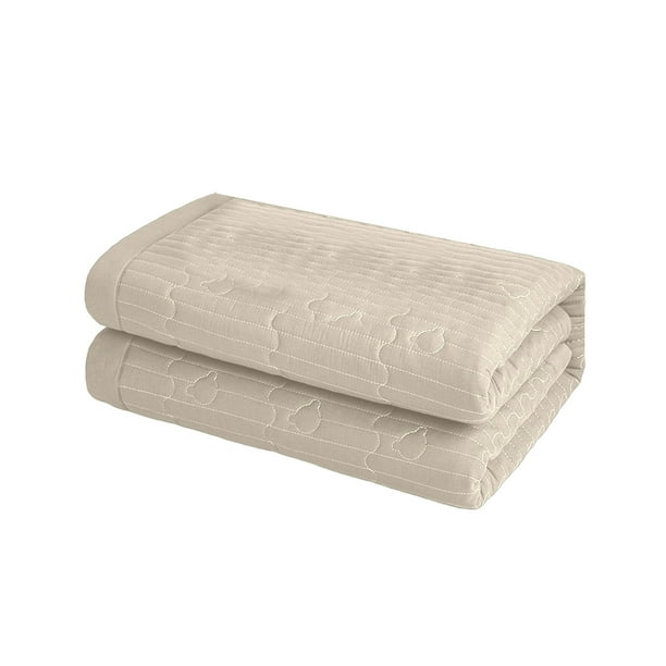Cubrecolchón extra grueso acolchado antideslizante, 90 x 200 cm, beige, blanco, gris oscuro y verde, para proteger la cama.