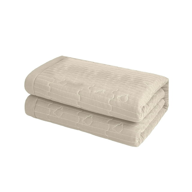 Cubrecolchón extra grueso acolchado antideslizante, 90 x 200 cm, beige, blanco, gris oscuro y verde, para proteger la cama.