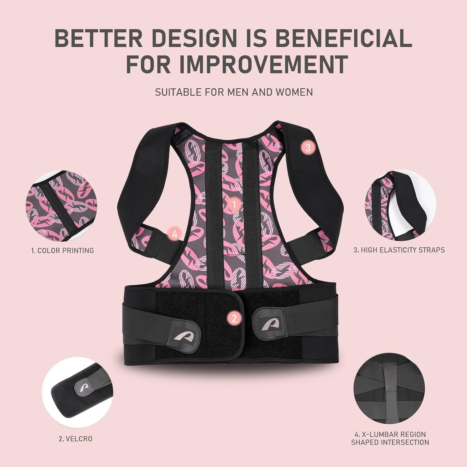 GKTG Back Brace Posture Corrector for Men & Women: Shoulder Straightener Adjustable Full Back Support Pain Relief