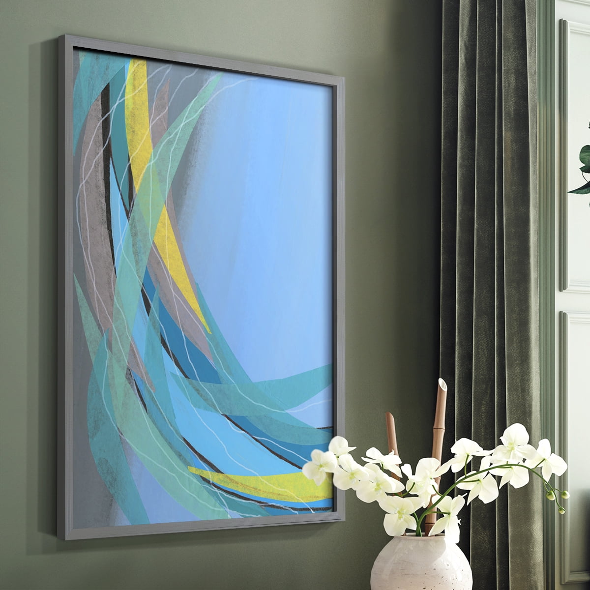 Circulating Flow I Framed Print in Gray Solid Wood Framed Print No Nail Hanging