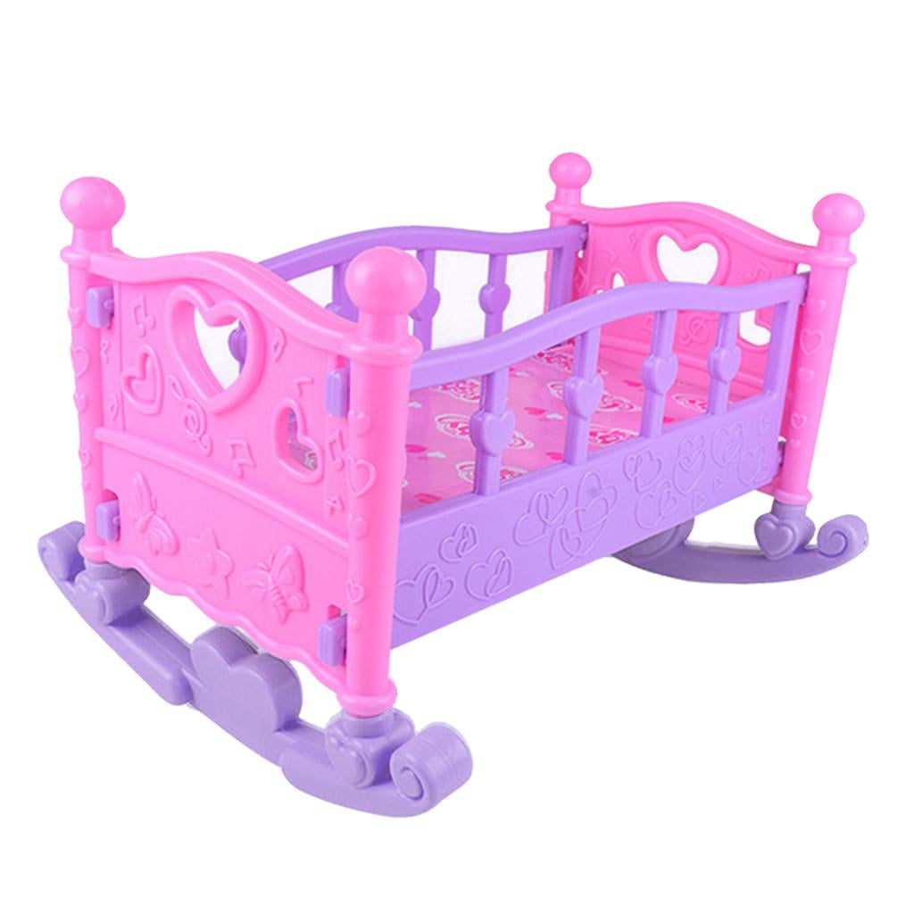 Lipstore Doll Rocking Crib Pink Nursery Toy Girls Pretend Role Play Game Age 3 Pink 38.5 X 30 X 25cm