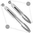 thumbnail image 2 of Rush Set of 2 Kitchen Tongs 9-Inch & 12-Inch, Premium Stainless Steel BPA Free Silicone Non-Stick Grilling Barbeque Cooking Locking Food Tongs S4601, 2 of 4