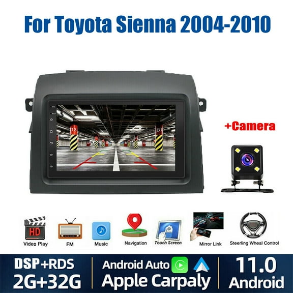 Car Radio Stereo for Toyota Sienna 2004-2010, 7" Touchscreen Android 13 Support Carplay Android Auto Navigation Bluetooth Radio Video Steering Wheel Control Rear Camera 2G 32G,Black